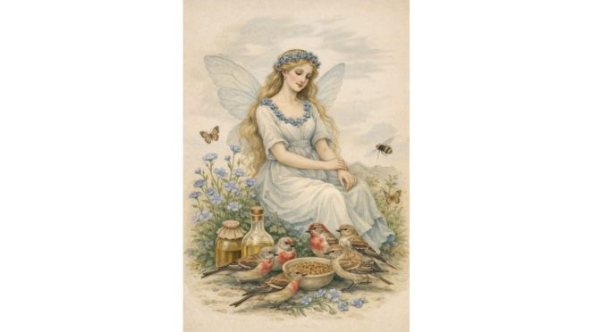 Flax fairy for health with linnets